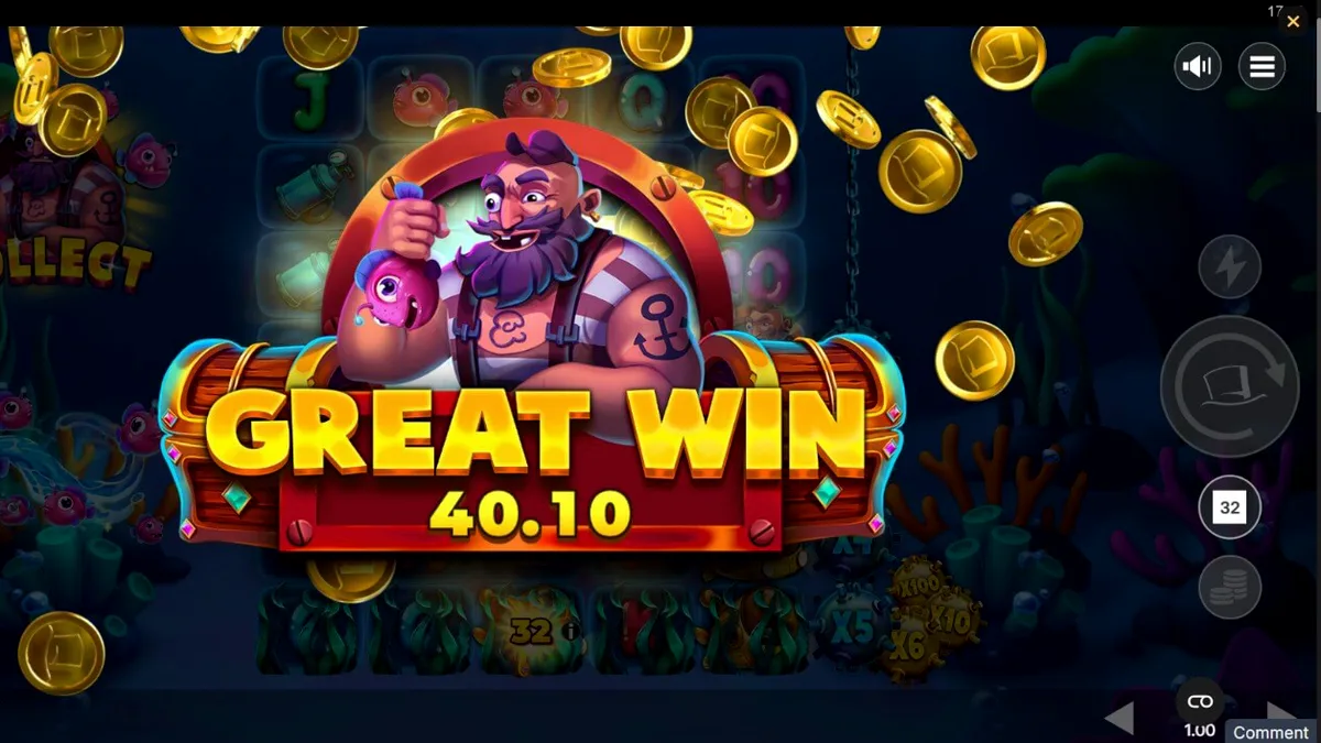 Tampilan visual slot Fishin’ Madness Quadgrows dengan tema bawah laut dan grid yang sedang berkembang.